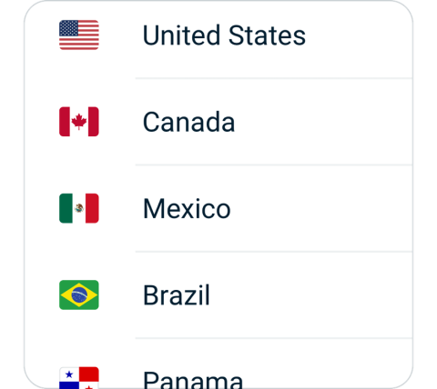 Network connect step 2, choose VPN server location